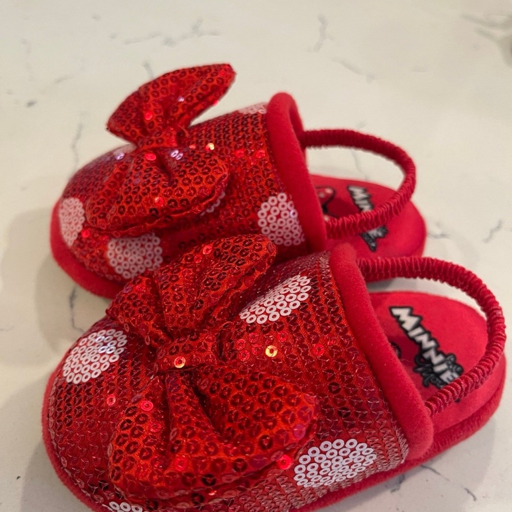 Red Sequin Kids Slippers